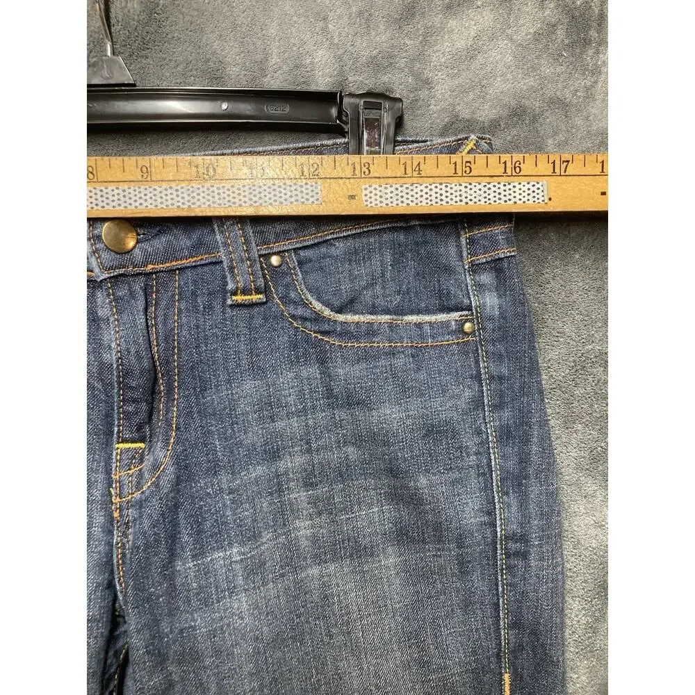Y2K Visgoss U.S.A. Premium Denim Shorts Mid-Rise Cut-Off Raw Edge Studded 9/10